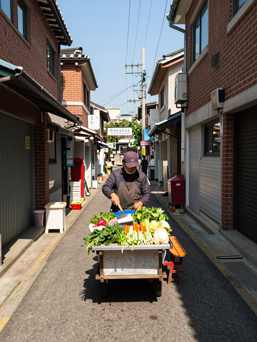 Midday Scene in Seoul at Midday Light in in Seoul, South Korea