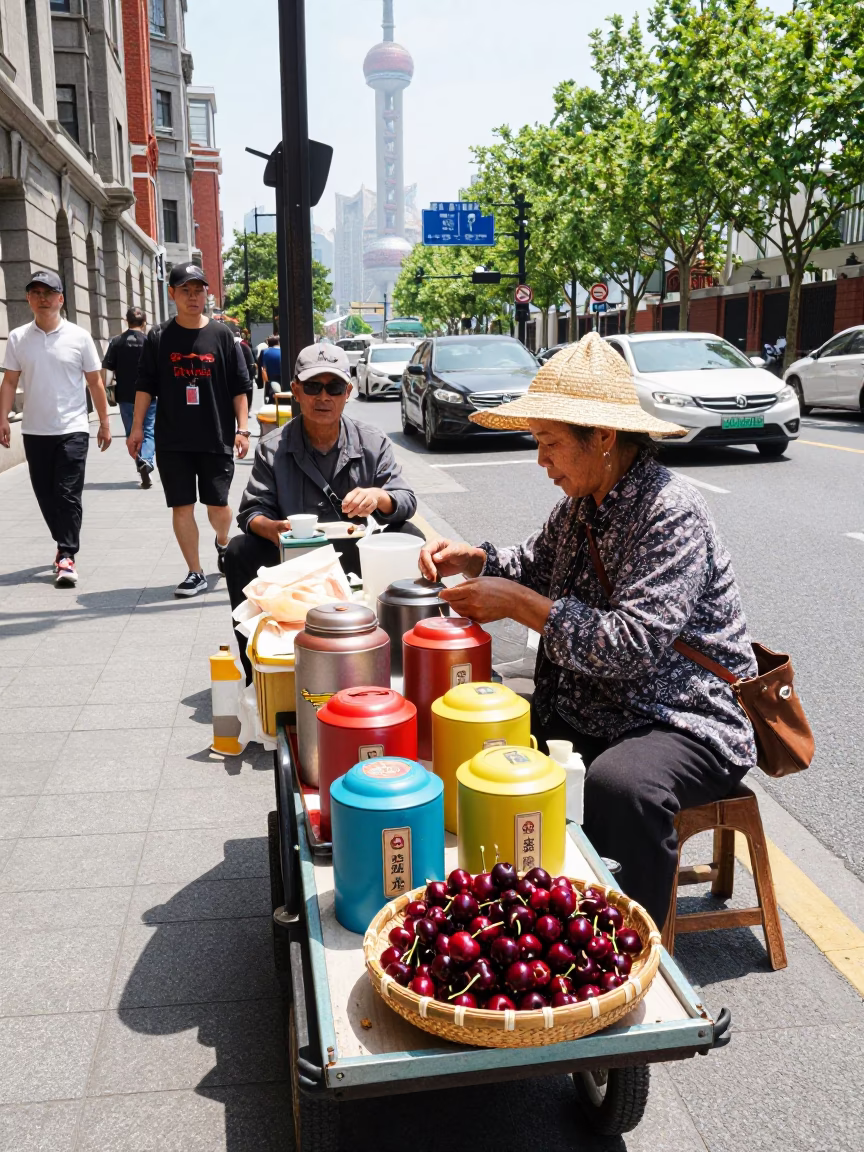 Midday Scene in Shanghai at Midday Light in in Shanghai, China