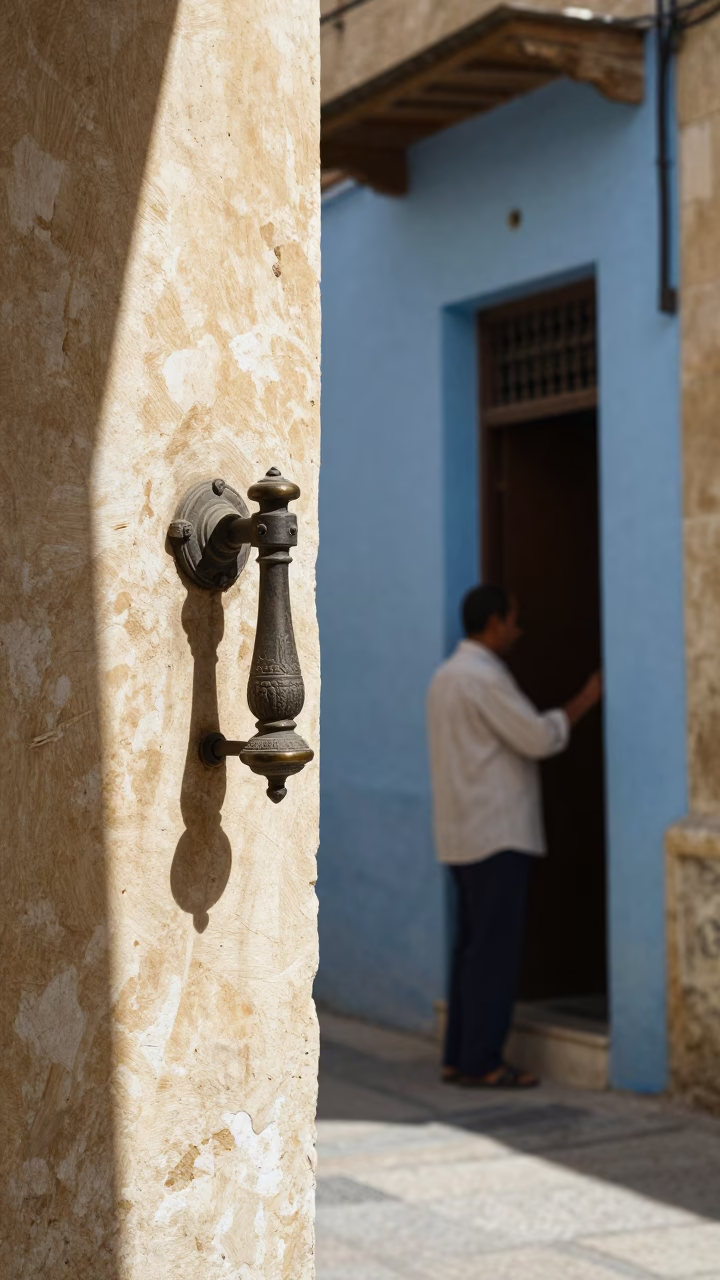 Midday Street Scene in Alexandria Egypt with Doorknob Detail in in Alexandria, Egypt