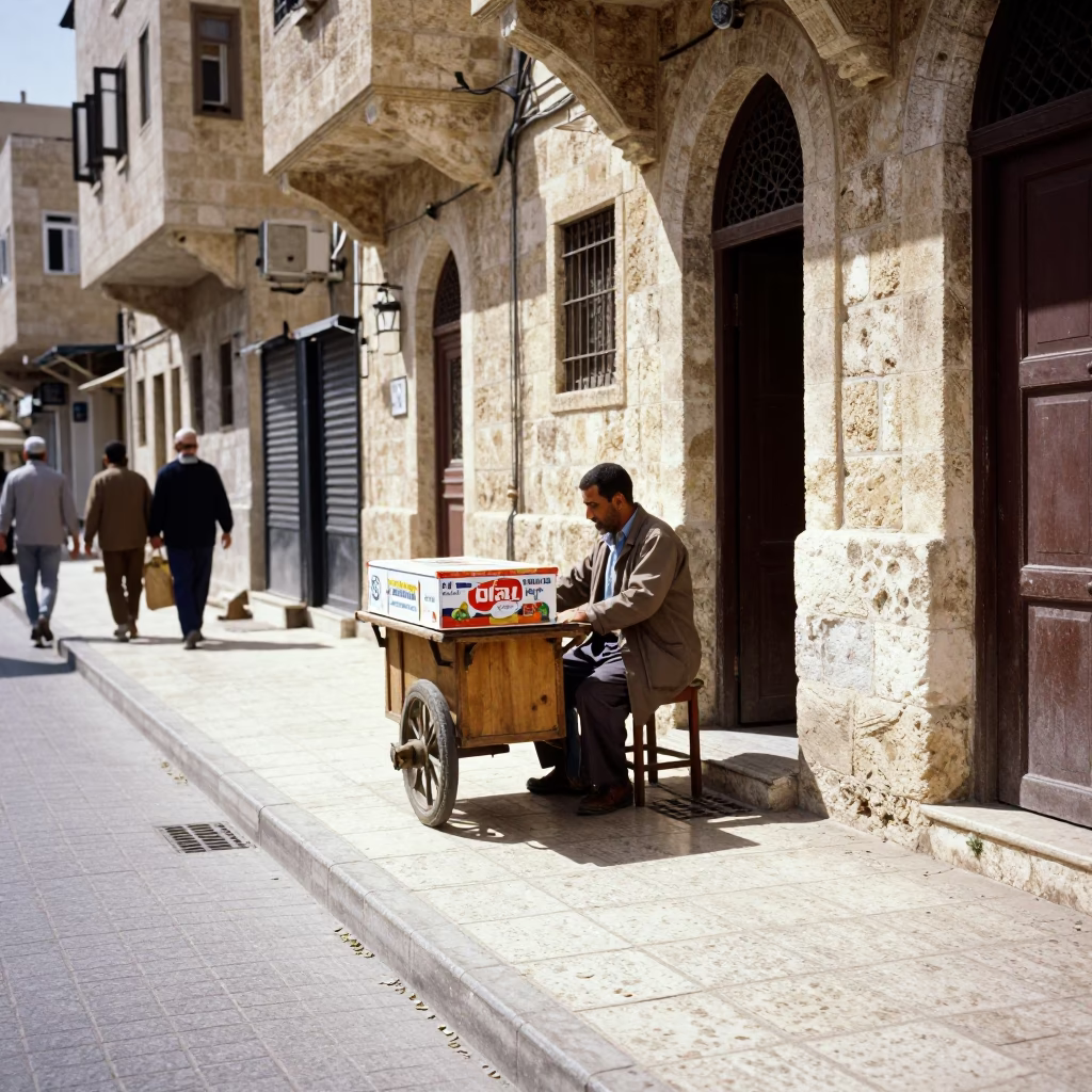 Midday Street Scene in Amman Jordan with Shoebox and Jar Opener in in Amman, Jordan