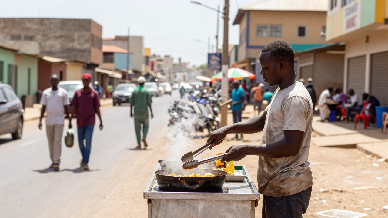 Midday Street Scene in Dakar Senegal with Sunlight and Urban Activity in in Dakar, Senegal