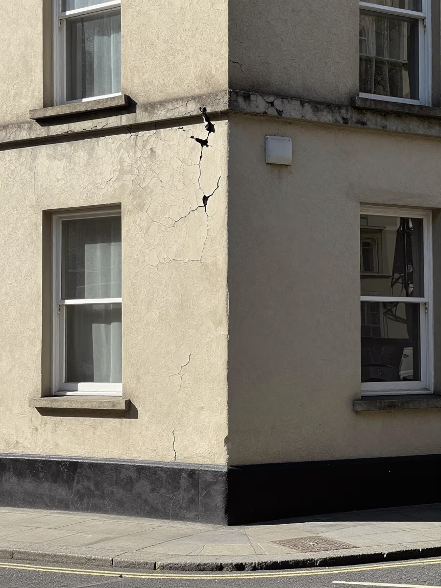 Midday Street Scene in Dublin Ireland Featuring Cracked Painted Stucco and Local Urban Texture in in Dublin, Ireland