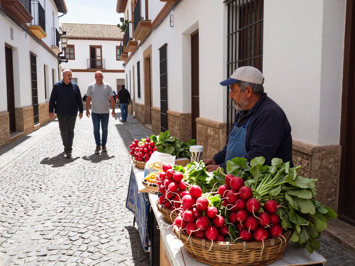 Midday Street Scene in Granada Spain with Local Food and Cultural Elements in in Granada, Spain