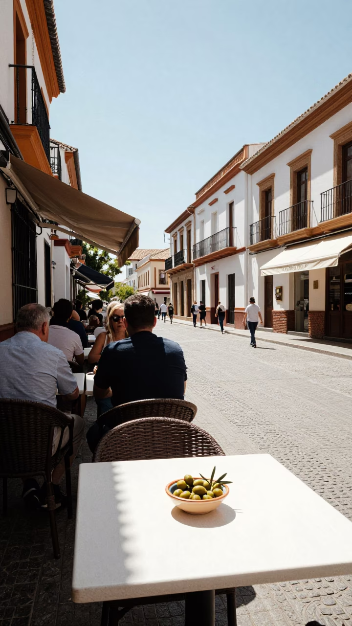 Midday Street Scene in Granada Spain with Outdoor Cafe and Local Life in in Granada, Spain