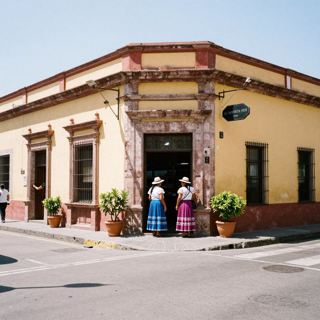 Midday Street Scene in Guadalajara Mexico With Sun Hats and Potted Succulents in in Guadalajara, Mexico