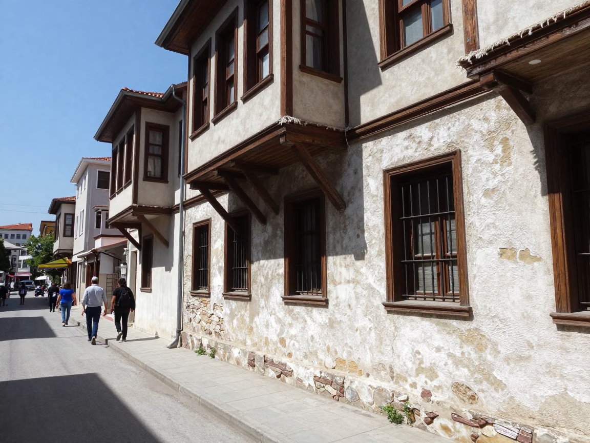 Midday Street Scene in Izmir Turkey with Linen Fringe Detail in in Izmir, Turkey