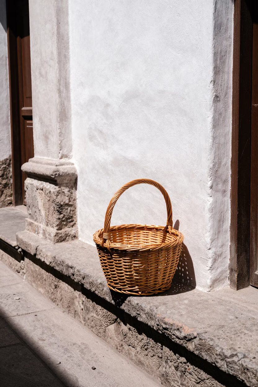 Midday Street Scene in Lima Peru with Wicker Shadow on Ceramic Tile in in Lima, Peru