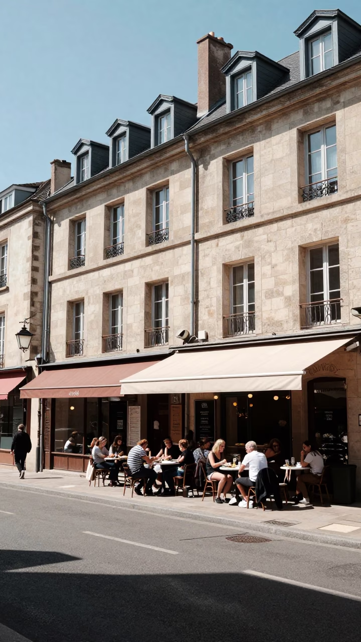 Midday Street Scene in Lyon France with Traditional Architecture and Local Life in in Lyon, France