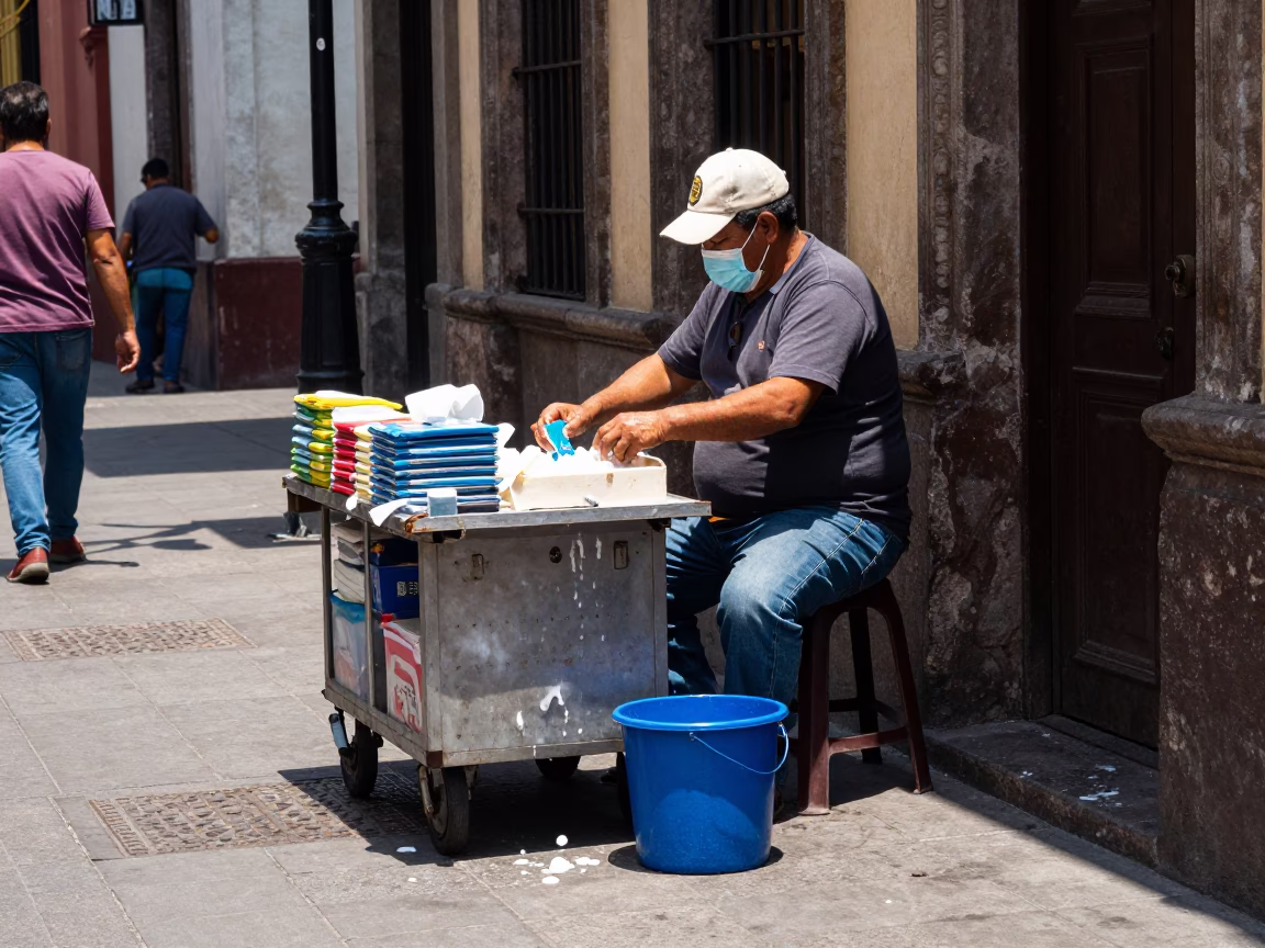 Midday Street Scene in Mexico City With Soap Residue and Storage Tin in in Mexico City, Mexico