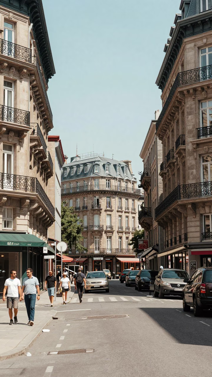 Midday Street Scene in Montreal Quebec Canada with Vintage 1960s Aesthetic and Local Details in in Montreal, Quebec, Canada