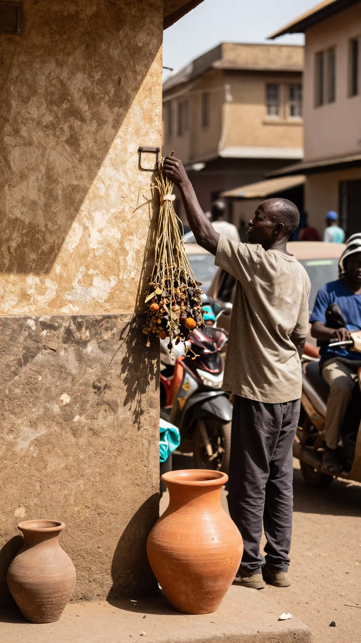 Midday Street Scene in Nairobi Kenya with Clay Pot and Wall Hook in in Nairobi, Kenya
