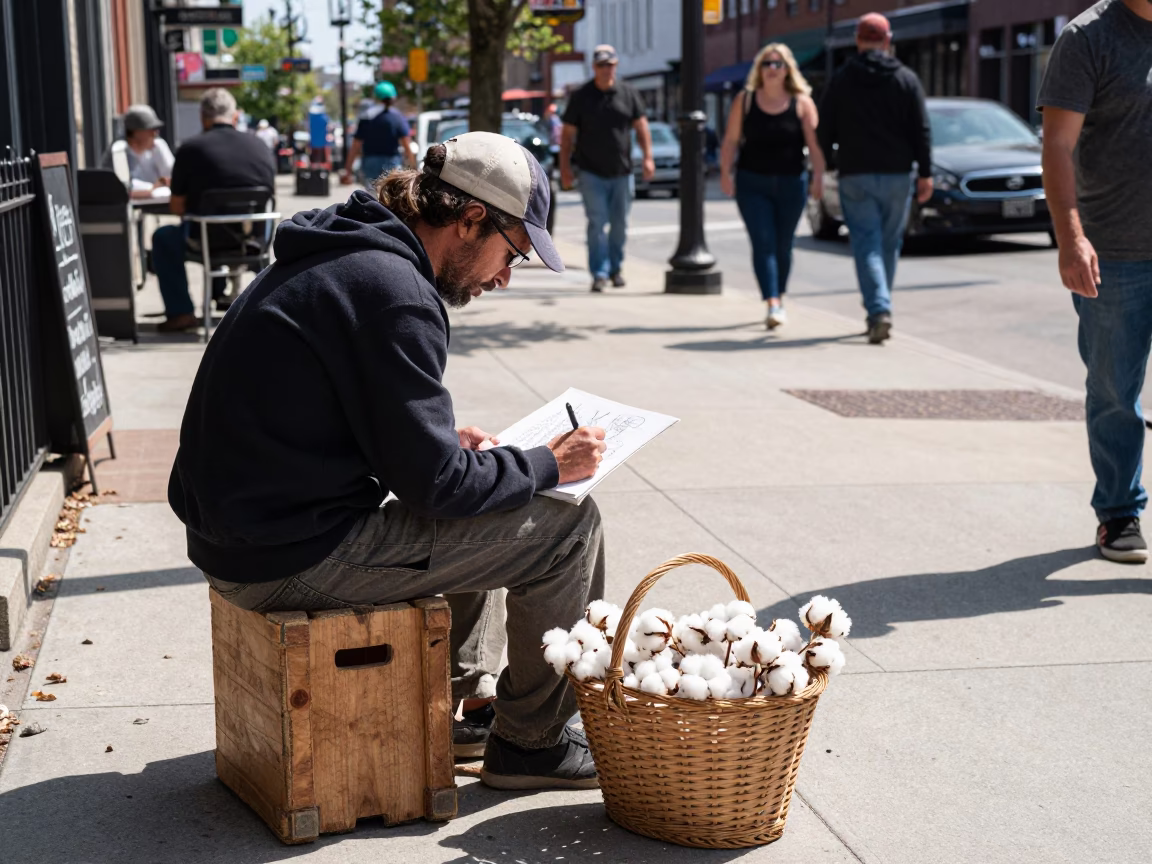 Midday Street Scene in Nashville Tennessee with Cotton and Fountain Pen in in Nashville, Tennessee, United States