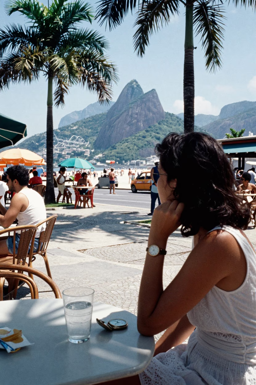 Midday Street Scene in Rio de Janeiro Brazil with Palm Trees and Local Activity in in Rio de Janeiro, Brazil
