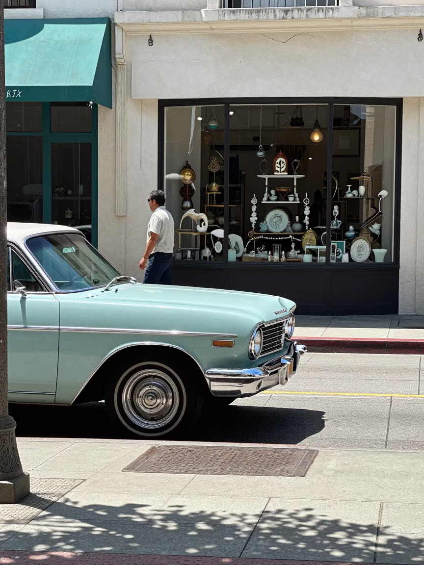 Midday Street Scene in San Diego California with Vintage 1960s Atmosphere and Local Details in in San Diego, California, United States