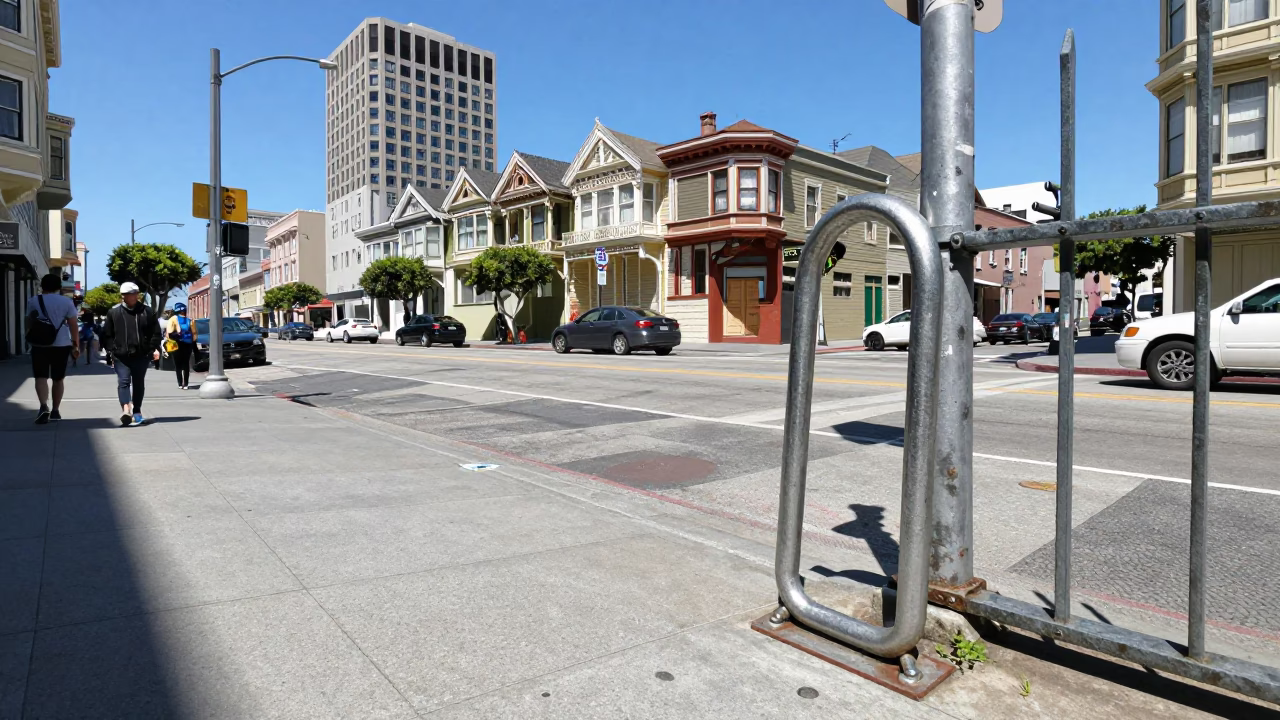 Midday Street Scene in San Francisco California with Turnbuckle and Vintage Urban Details in in San Francisco, California, United States