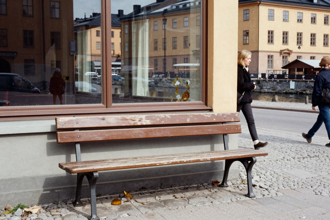 Midday Street Scene in Stockholm Sweden with Vintage 1980s Aesthetic and Local Details in in Stockholm, Sweden