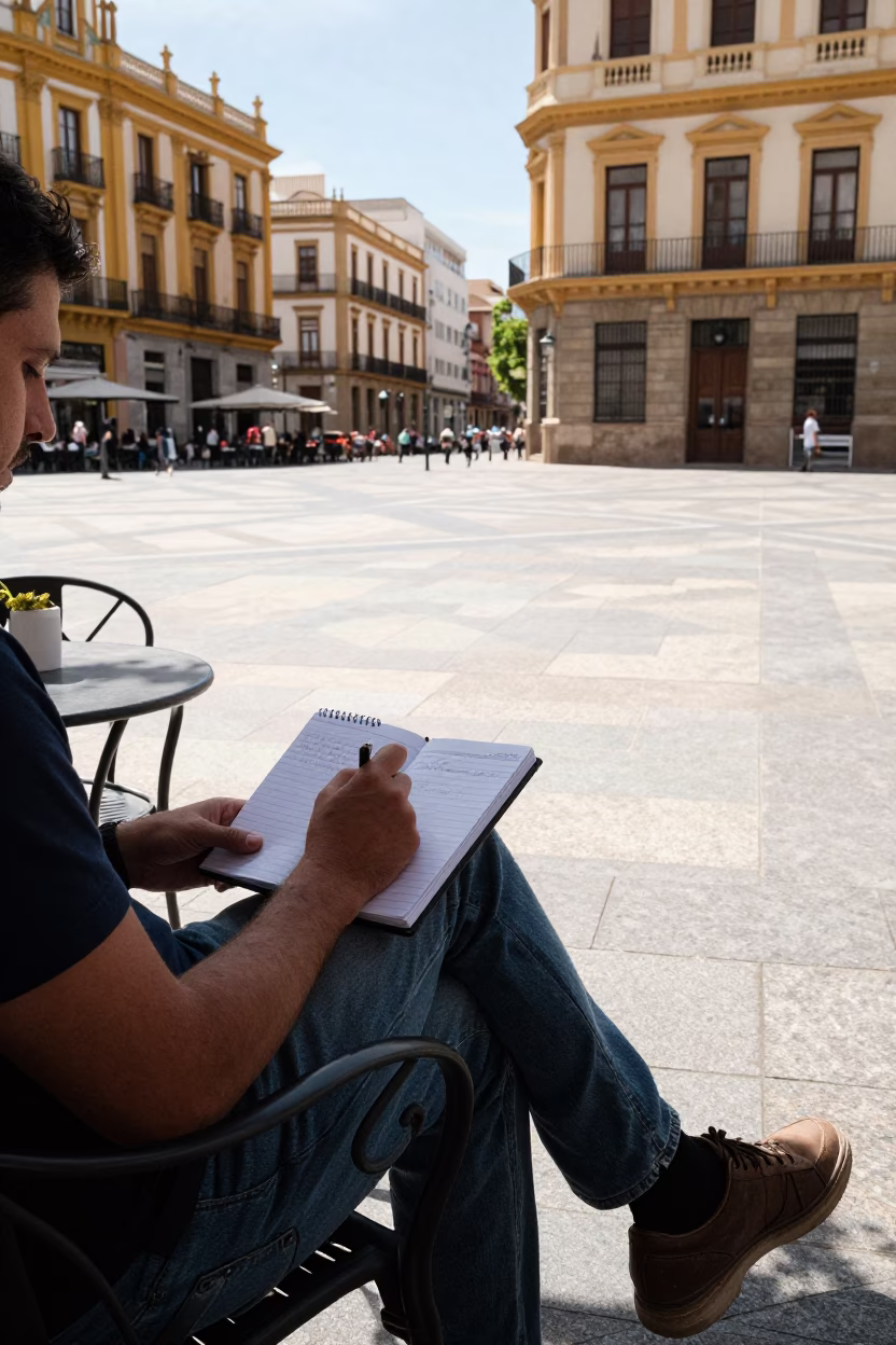 Midday Street Scene in Valencia Spain with Notebook and Deadbolt Detail in in Valencia, Spain