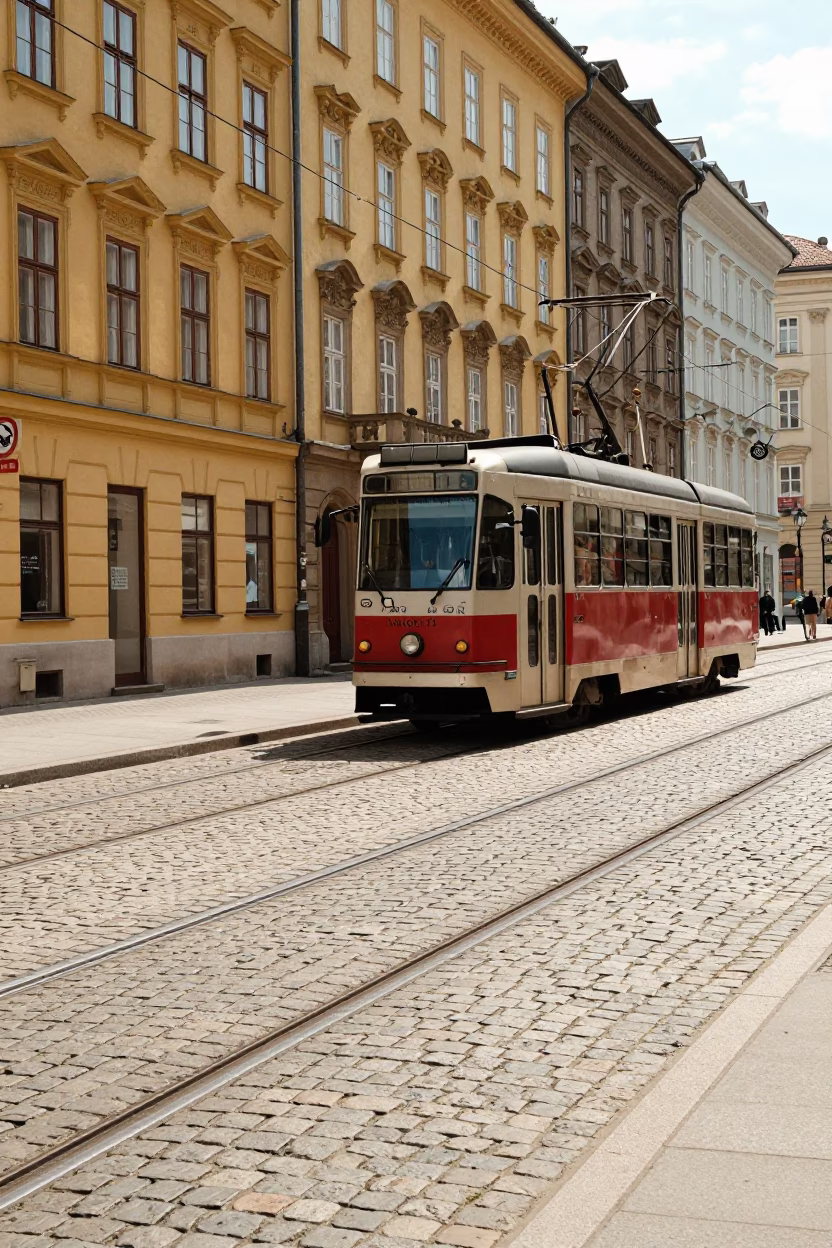 Midday Street Scene in Vienna Austria with Cobblestones and Historic Architecture in in Vienna, Austria