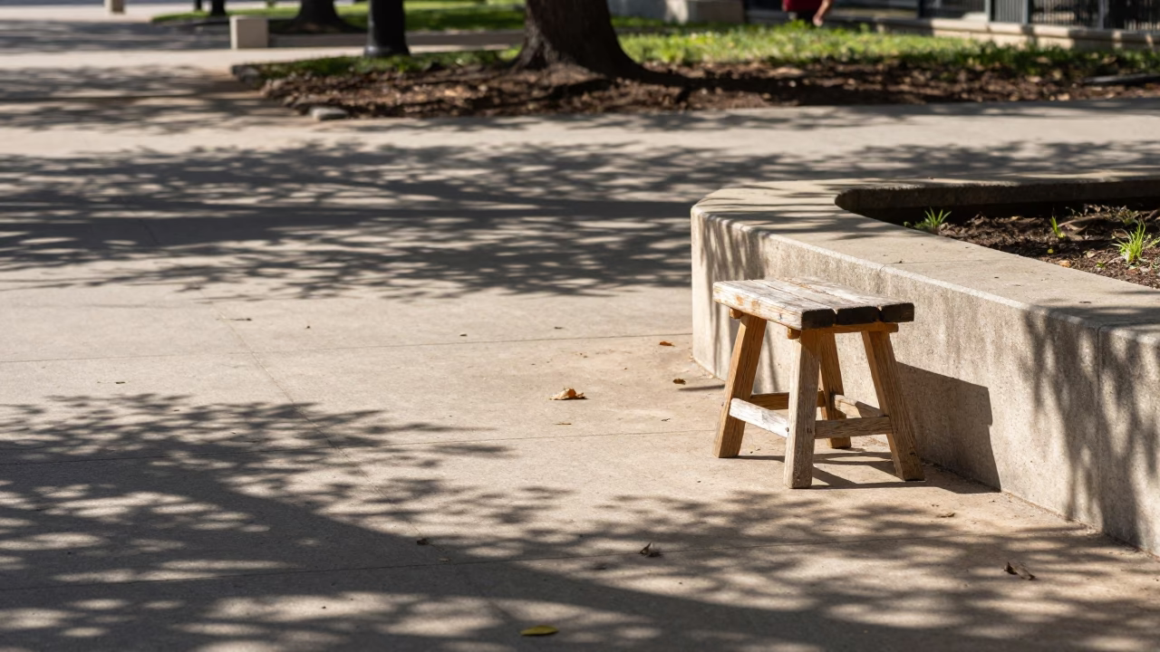 Midday Sunlight and Concrete Shadows at Austin Texas Urban Park Scene in in Austin, Texas, United States