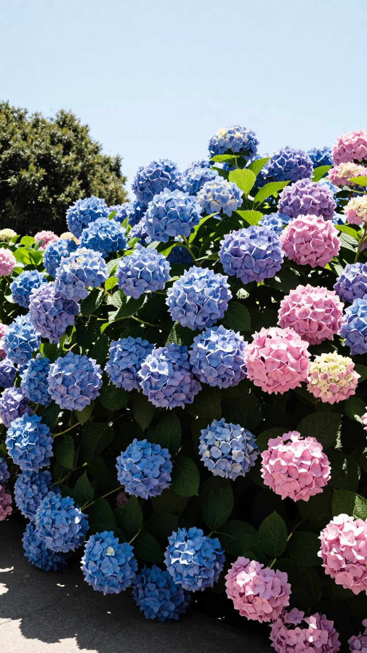 Midday Sunlight and Hydrangea Bush in San Diego California Garden in in San Diego, California, United States