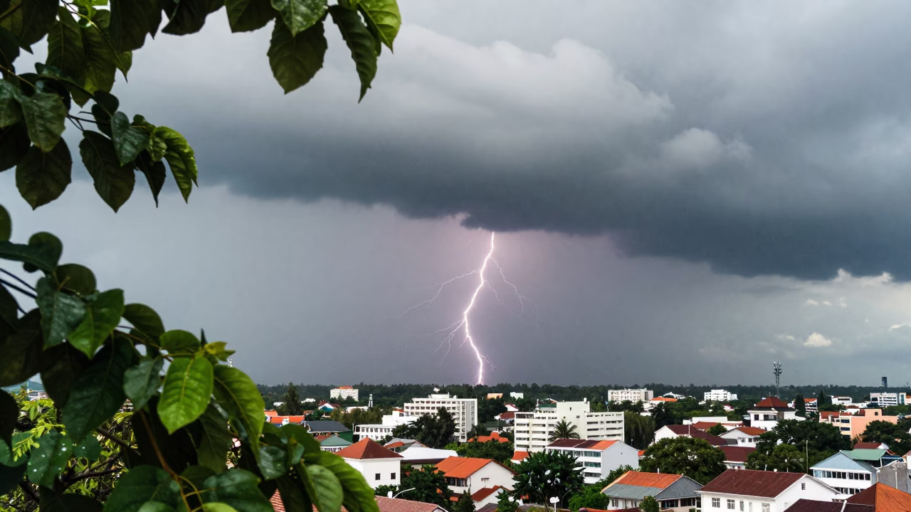Midday Thunderstorm Over Sleeping City Vinh in near Vinh