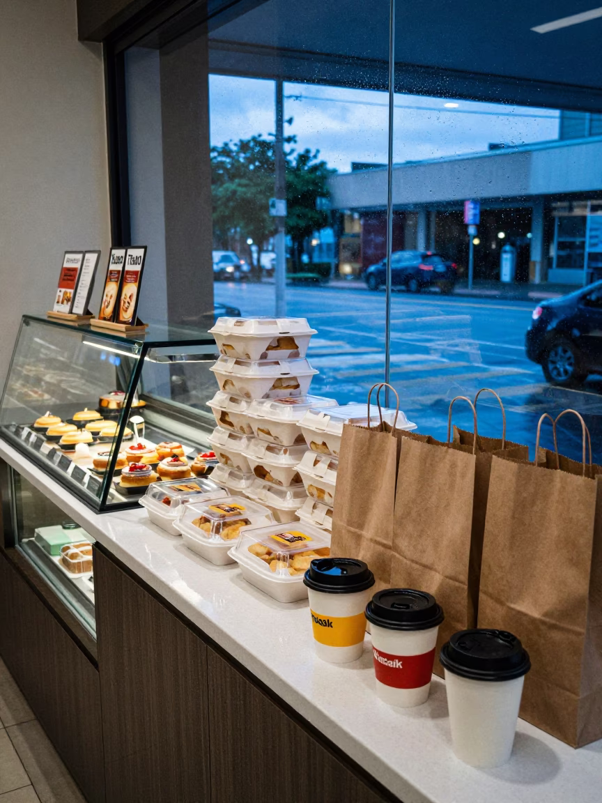 Midmorning Bakery Station Brasilia Wet Season in inside a bright retail aisle in Brasilia