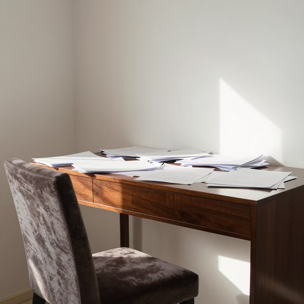 Midmorning Desk on Velvet Chair in Ahvaz in on a velvet chair in Ahvaz