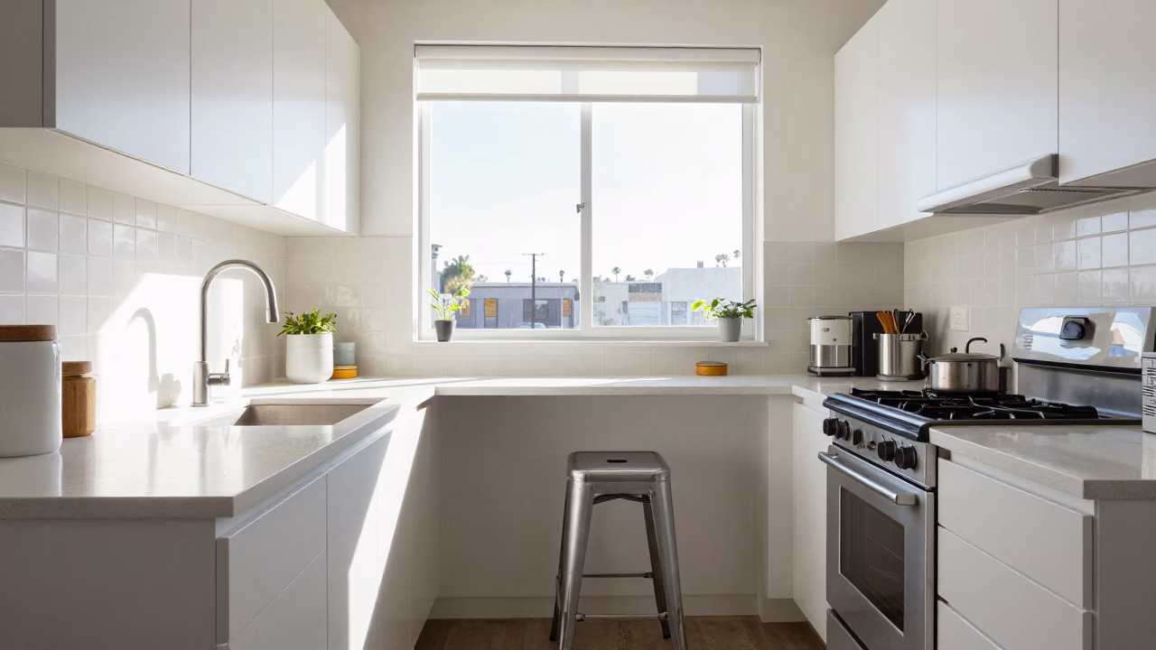 Midmorning Kitchen in Los Angeles at Bright Midmorning Light in in Los Angeles, California, United States