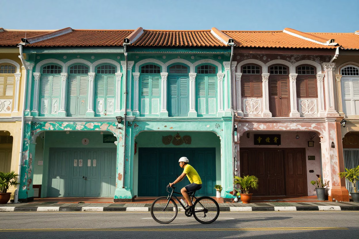 Midmorning Light in George Town at Bright Midmorning Light in in George Town, Malaysia