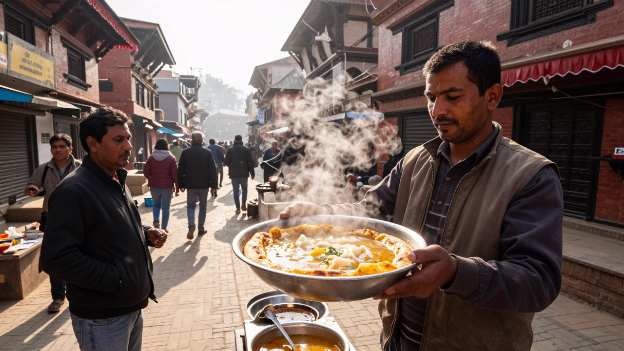 Midmorning Light in Kathmandu at Bright Midmorning Light in in Kathmandu, Nepal