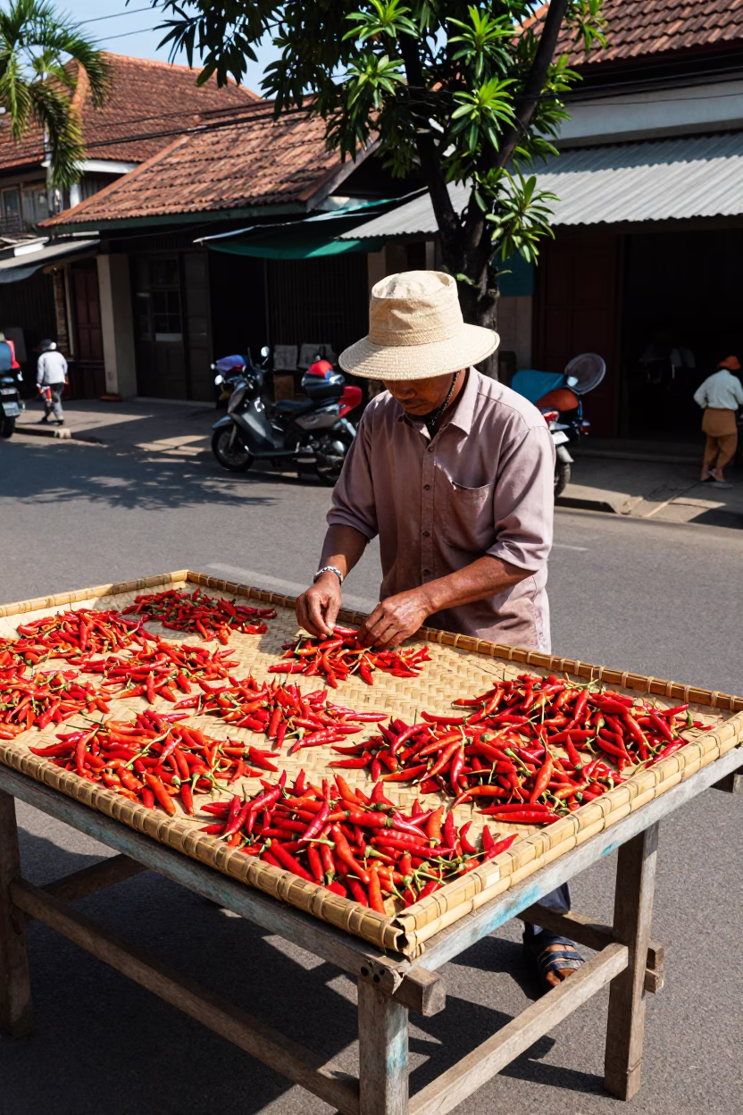 Midmorning Light in Yogyakarta at Bright Midmorning Light in in Yogyakarta, Indonesia