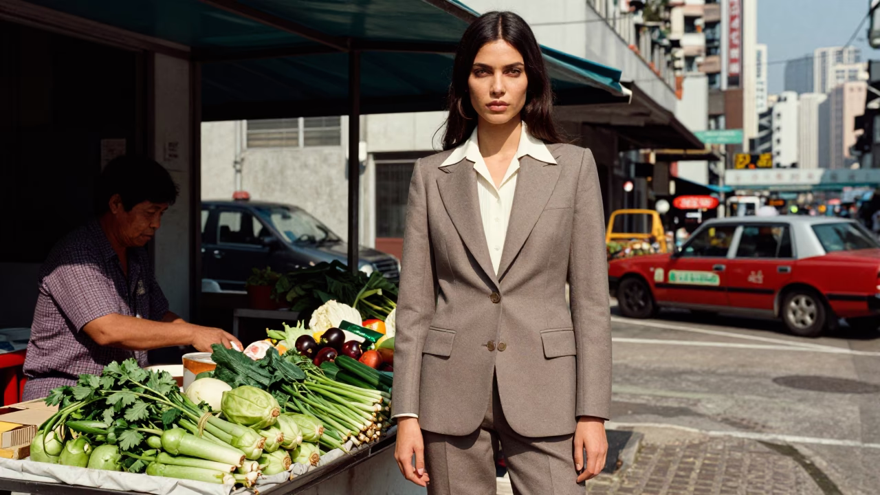 Midmorning Portrait in Hong Kong at Bright Midmorning Light in in Hong Kong, Hong Kong
