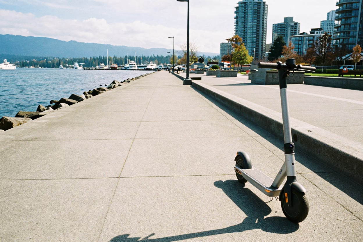 Midmorning Scene in Vancouver at Bright Midmorning Light in in Vancouver, British Columbia, Canada
