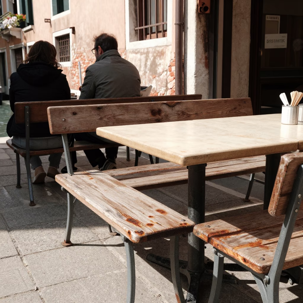 Midmorning Scene in Venice at Bright Midmorning Light in in Venice, Italy