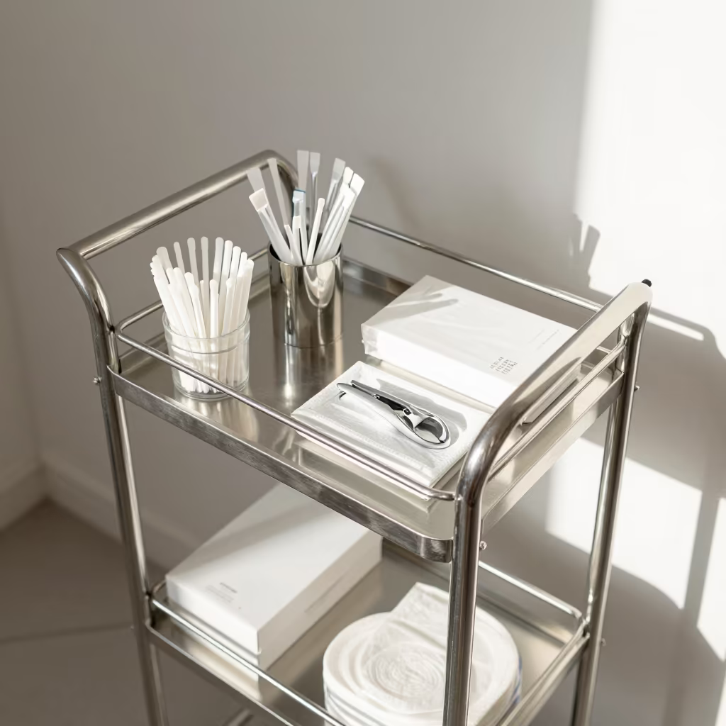 Midmorning Skincare Trolley in Reykjavik Salon in inside a skincare treatment room in Reykjavik