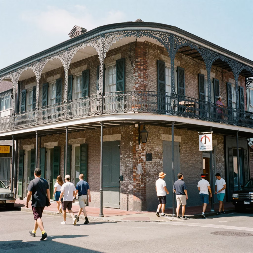 Midmorning Street Scene in New Orleans With Vintage Details in in New Orleans, Louisiana, United States