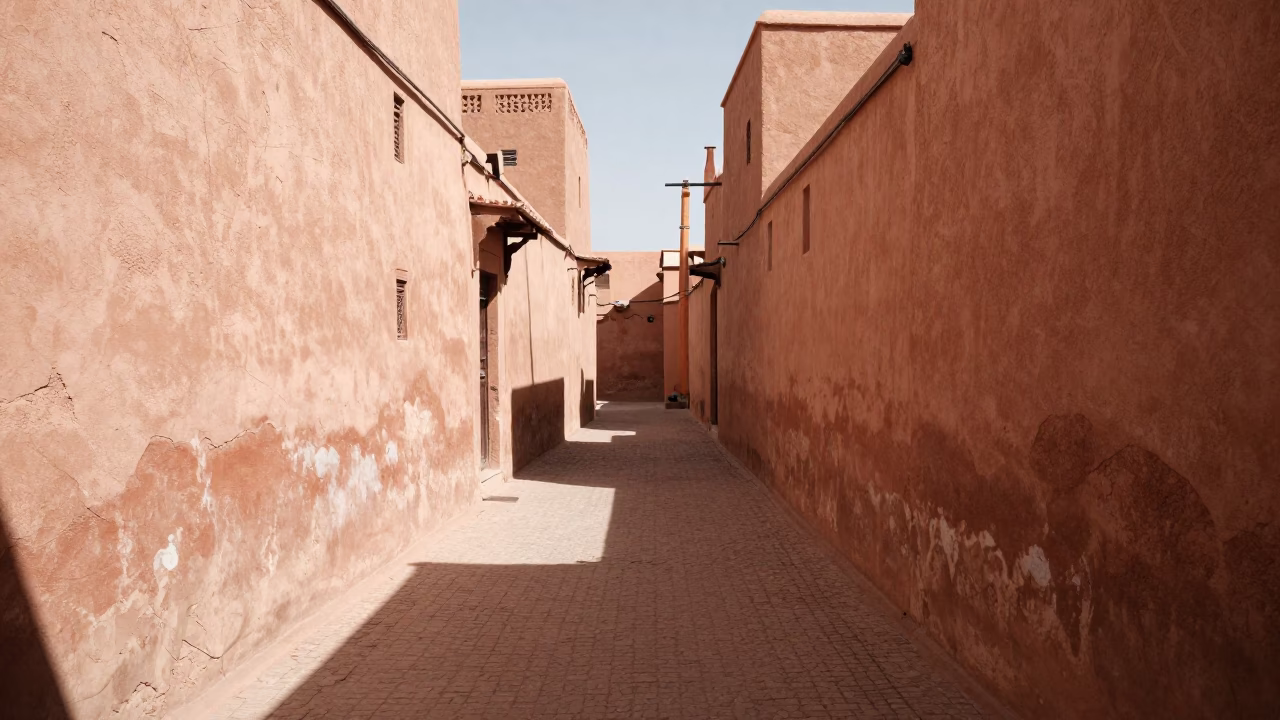 Midmorning Sunlight in Marrakech at Bright Midmorning Light in in Marrakech, Morocco