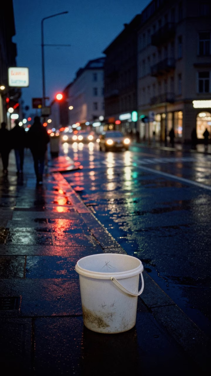 Midnight Berlin Street Scene with Neon Reflections and Urban Details in in Berlin, Germany
