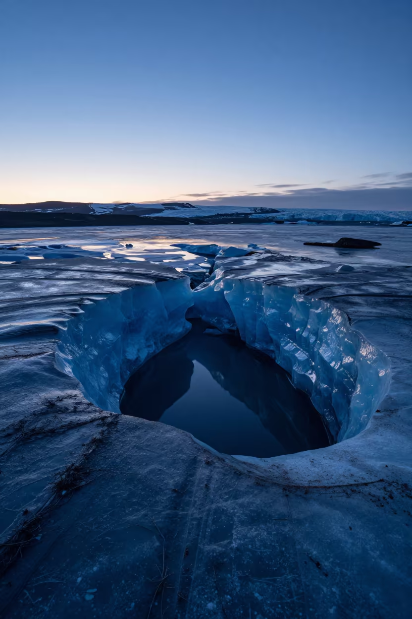 Midnight Blue Glacier Cave Sapporo Floodplain in across a floodplain after rain near Sapporo