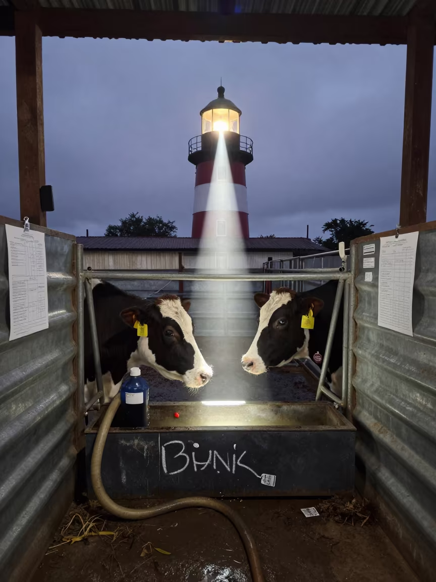 Midnight Breeding Chalk Drawer Under Lighthouse Light in inside a ranch corral in Panama