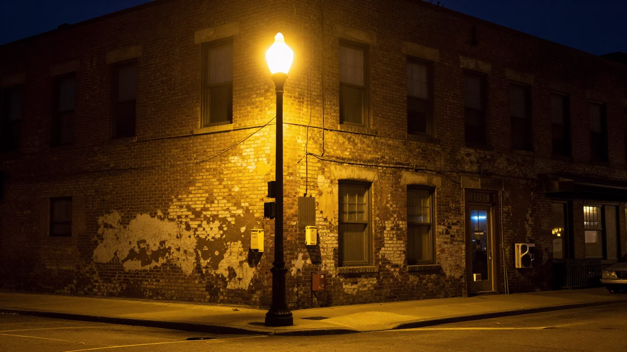 Midnight Chicago Street Scene with Vintage 1970s Details and Urban Atmosphere in in Chicago, Illinois, United States