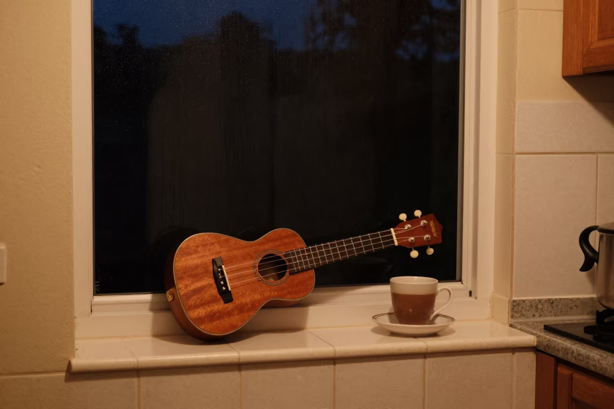 Midnight Cocoa and Ukulele in Belem Kitchen in in a cozy kitchen in Belem