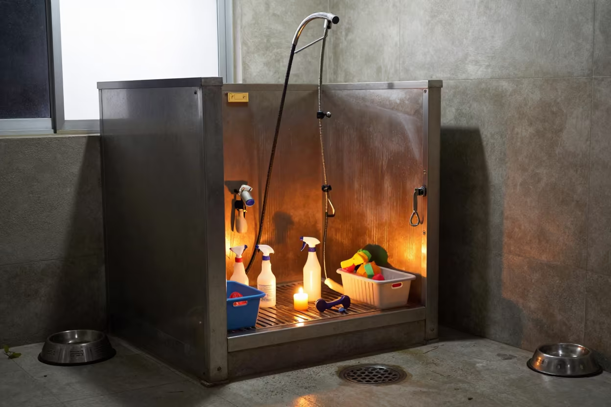 Midnight Dog Wash Station Candlelight Vijayapura in at a self-serve dog wash station near Vijayapura