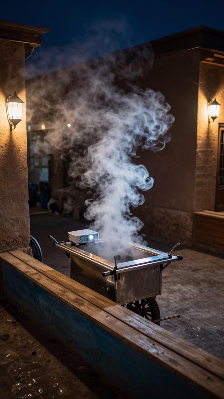 Midnight Food Cart Steam on Baqubah Display Ledge in on a painted display ledge in Baqubah