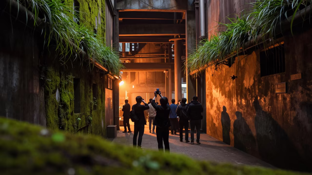 Midnight Foundry with Sideways Growing Moss in in a foundry in Dongshan, Guangzhou