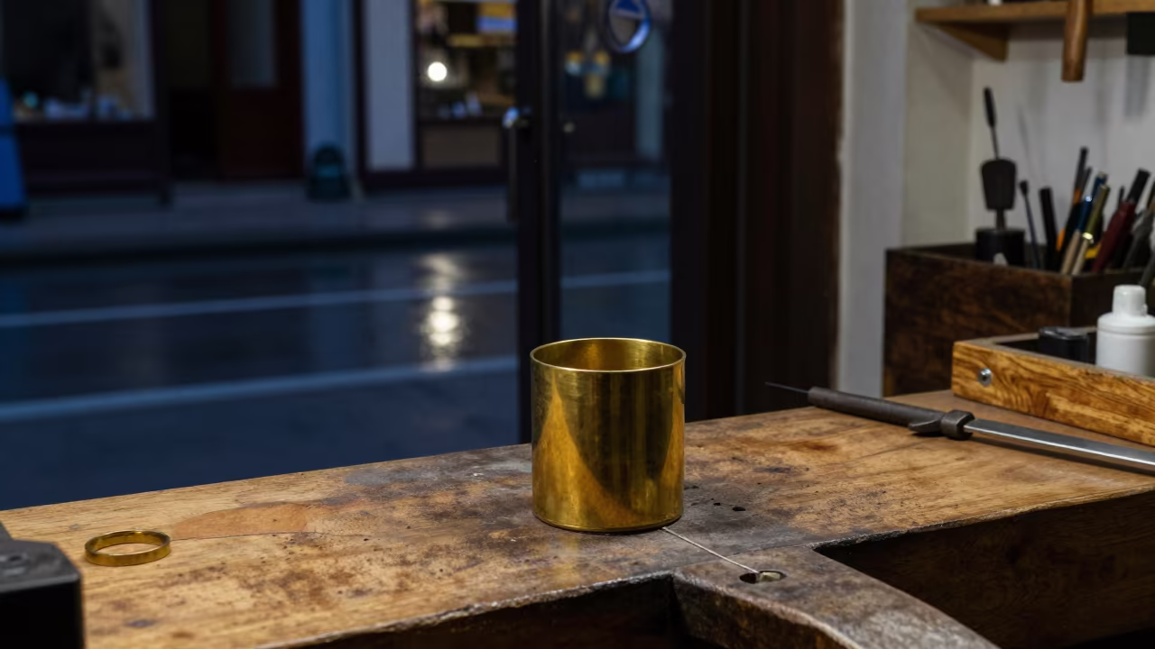 Midnight Goldsmith Fitting Room Ring Cup in inside a goldsmith workshop behind the market lane near Düzce
