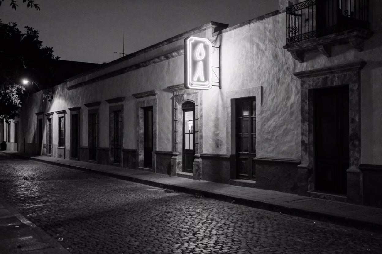 Midnight Guadalajara Street Scene with Vintage Neon and Local Details in in Guadalajara, Mexico