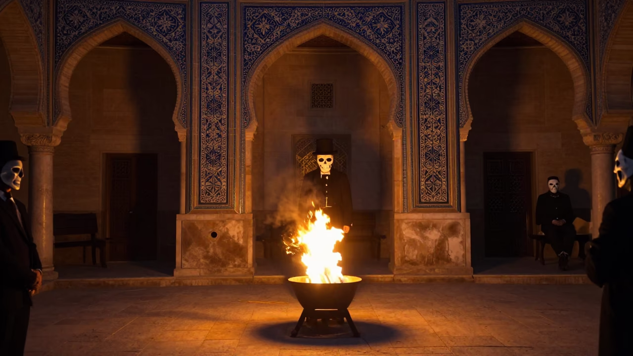 Midnight Haitian Gede Ceremony in Iranian Hall in in a ceremonial hall in Mashhad