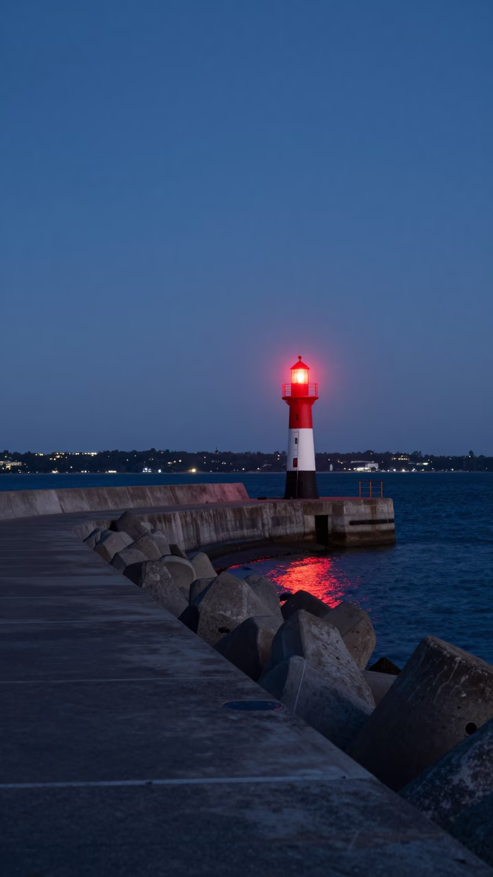 Midnight Harbor Breakwater and Beacon in Perth Western Australia in in Perth, Western Australia, Australia