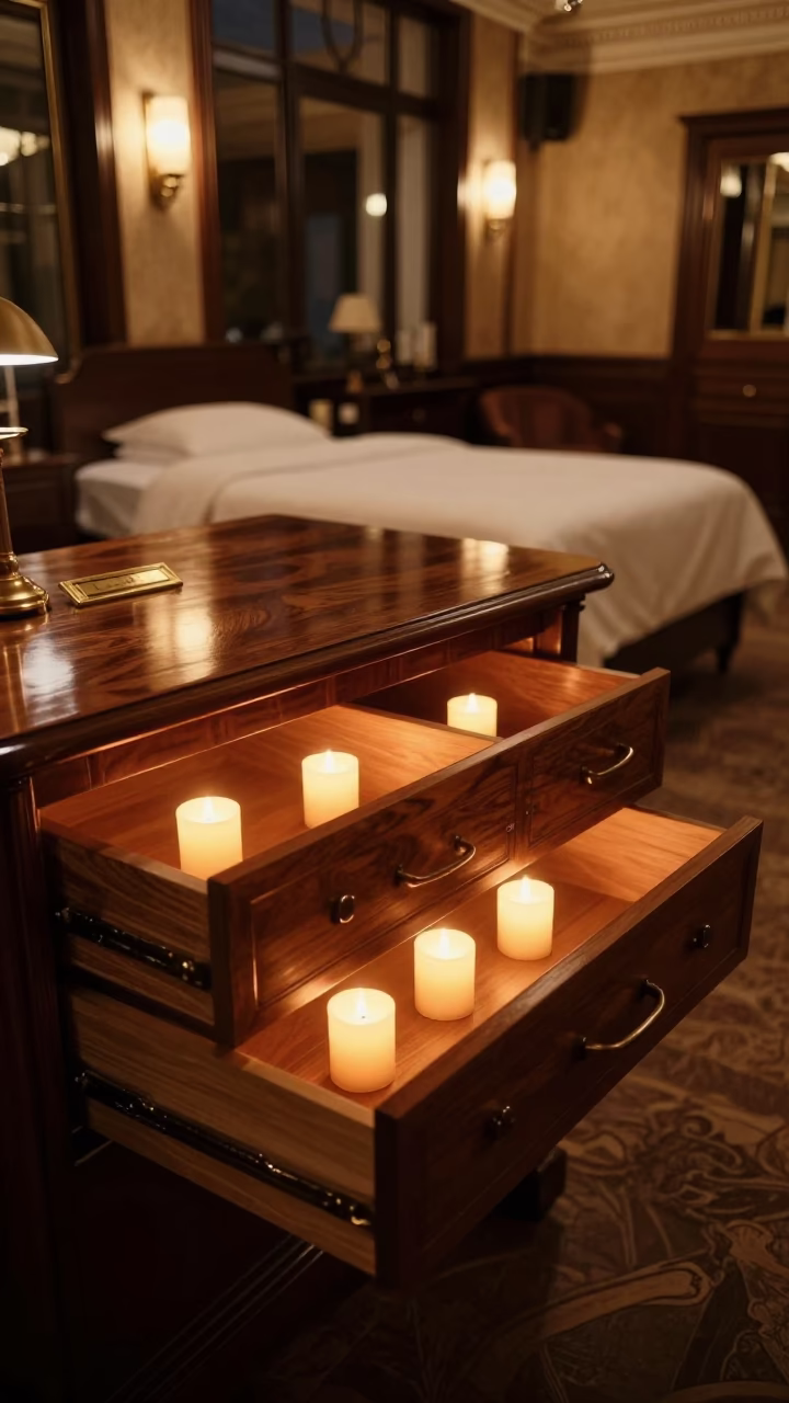 Midnight Hotel Lobby Flashlight Drawer Maintenance Warsaw in inside a hotel lobby in Warsaw